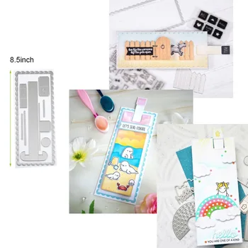 

Slimline Pull Tab Rectangle Thin Frame Cutting die and clear stamp die set for Christmas Card making Scrapbook Dec