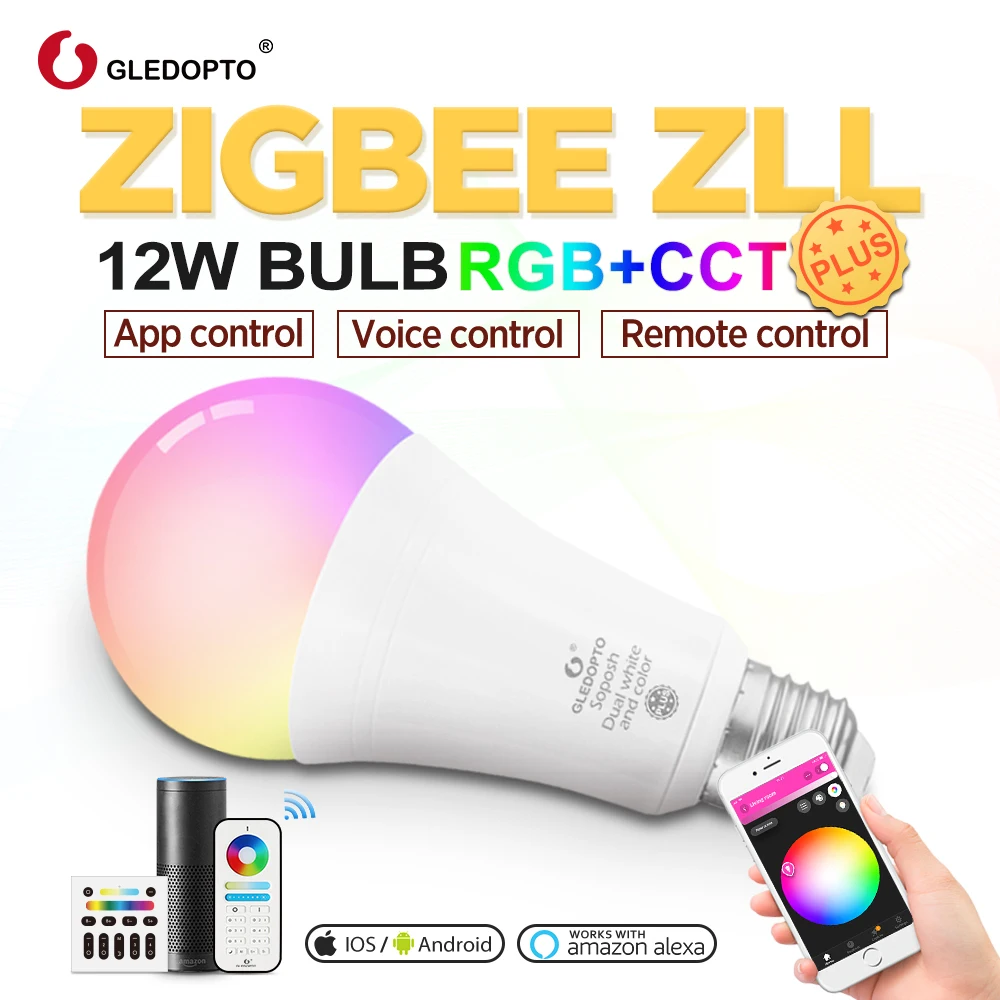 G светодиодный opto RGBCCT E27 12 Вт смарт цветная лампа 2 Pack Zigbee совместимый шлюз 3 0