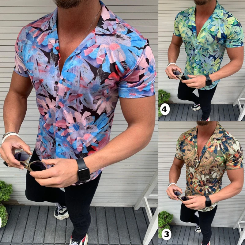 Camisas ajustadas con estampado 3D de flores para hombre, camisa Floral de manga larga para hombre, Tops informales de talla grande, camisetas vacacionales de estilo inglés