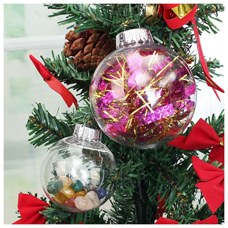 Clear DIY Baubles Shatterproof Seamless Plastic XMAS Ball Home Tree Decor Gift- 60Mm QTY:4