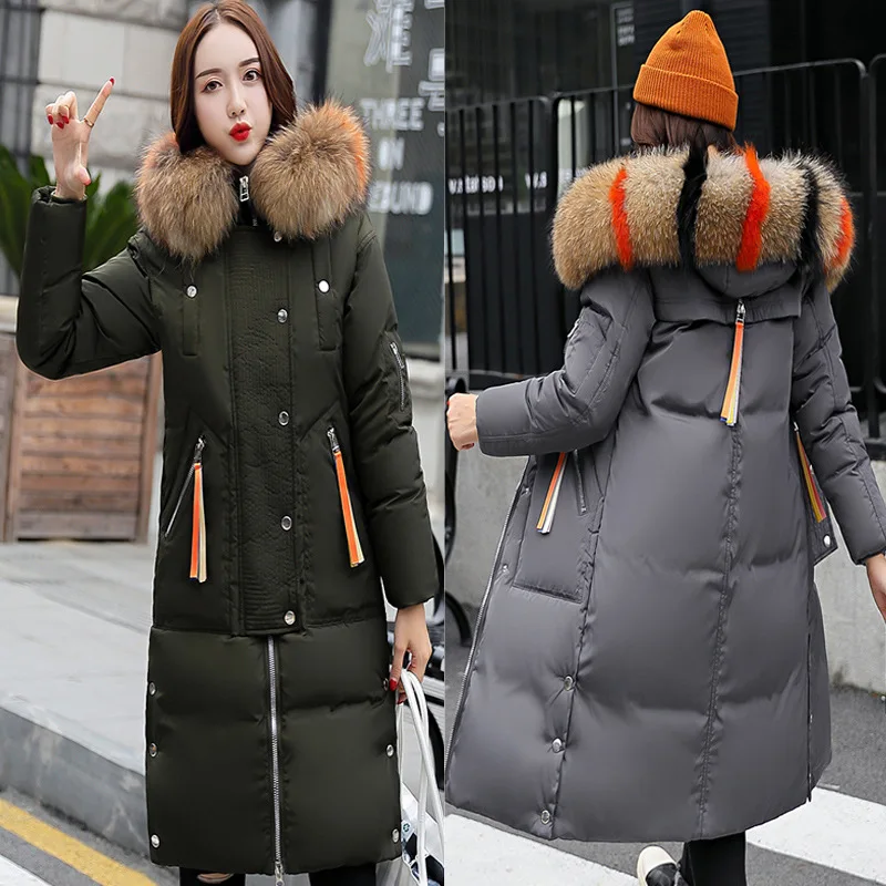 

2018 New Style Dongdaemun Winter Foreign Trade Thick Hooded Mid-length Korean-style Cotton-padded Clothes Fur Collar down Jacket