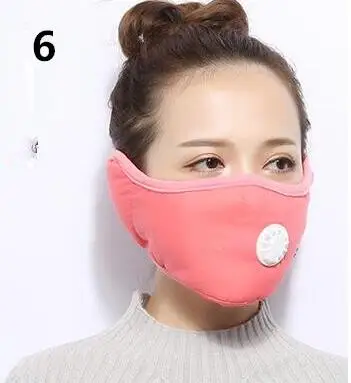2 в 1 PM2.5 маска против дымки дыхательный клапан хлопковая маска против пыли рот Маска Зимний наушник фильтр из активированного угля респиратор - Цвет: 6
