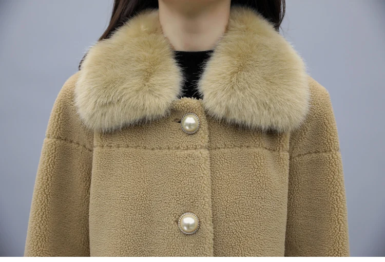 Ke li rong Composite materials Fur Middle Long Coat Autumn And Winter New Style Korean-style Loose-Fit Slimming WOMEN'S Ov