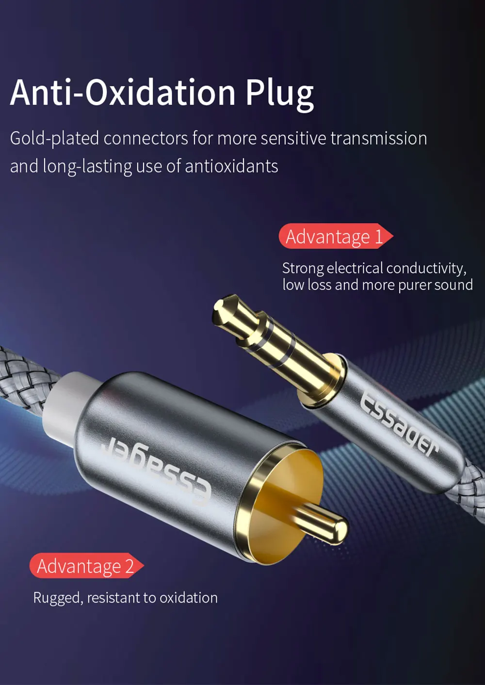 Essager RCA Audio Cable Jack 3.5 to 2 RCA Cable AUX RCA Jack 3.5 mm Adapter Splitter Aux Cable for TV Box Theater Speaker Wire Essager RCA Audio Cable Jack 3.5 to 2 RCA Cable AUX RCA Jack 3.5 mm Adapter Splitter Aux Cable for TV Box Theater Speaker Wire