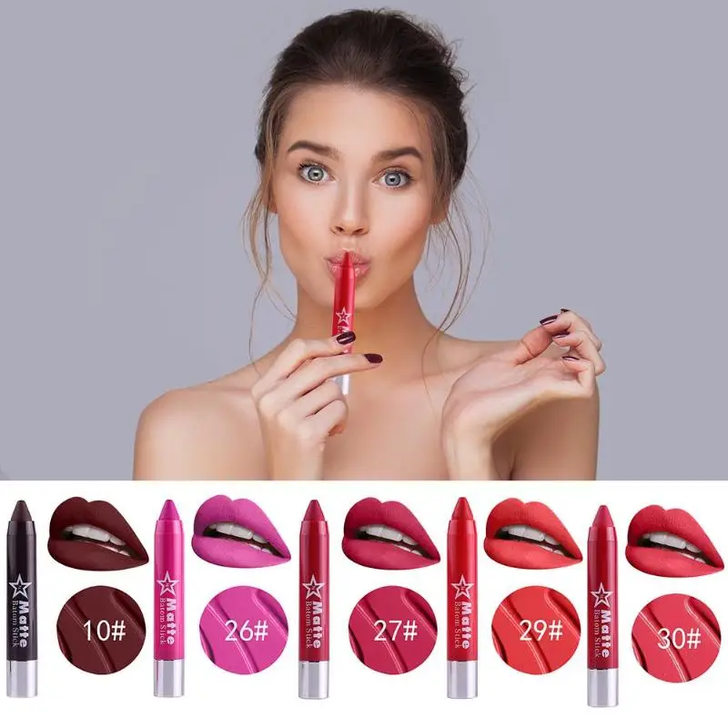 MISS ROSE Star Matte Lipstick Pencil Waterproof Moisturizing Lipsticks Makeup Contour Cosmetics