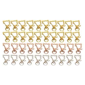 

40PCS Metal Cat Head Shape Claw Swivel Lobster Clasp,Snap Hook with Key Rings,DIY Accessories for Bag,Keychains