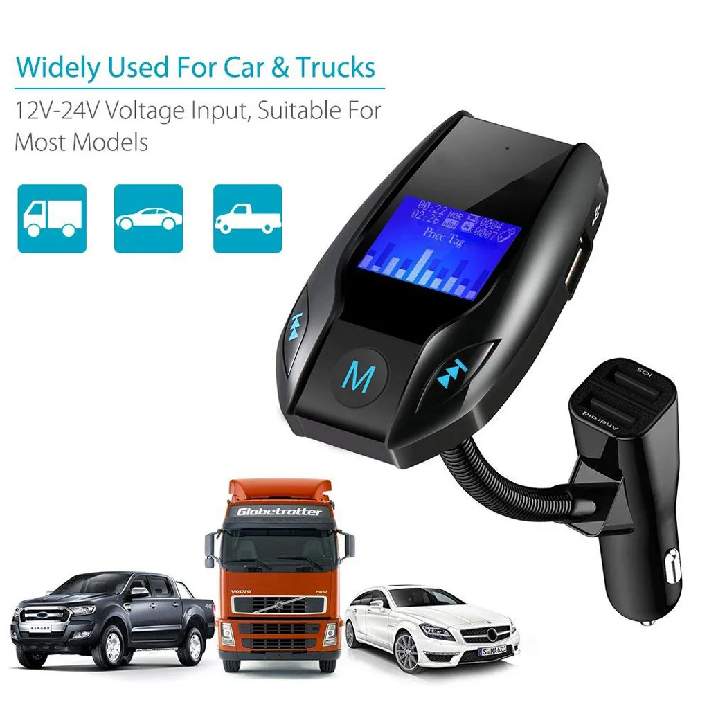 Гарнитура Bluetooth 4,2 fm-передатчик модулятор автомобильное зарядное устройство 2.1A двойной USB адаптер Автомобильный MP3-плеер беспроводной аудио приемник черный