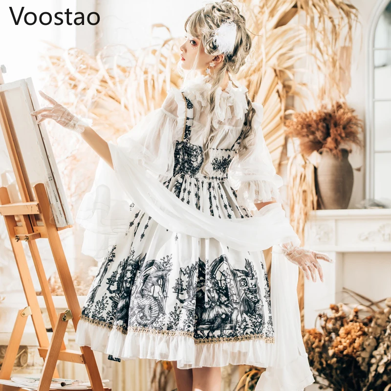 Japanese lolita JSK dress dragon witch gothic vintage Victorian princess party lolita dress