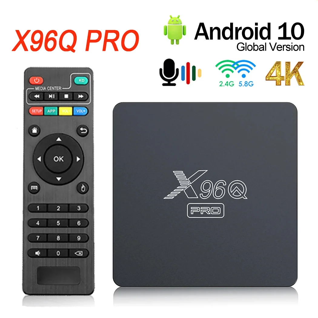 X96Q pro Smart TV box Android 10.0 BOX Allwinner H313 Quad Core 2G 16G ROM 2.4g&amp5G wifi 4K HD Set top | Электроника
