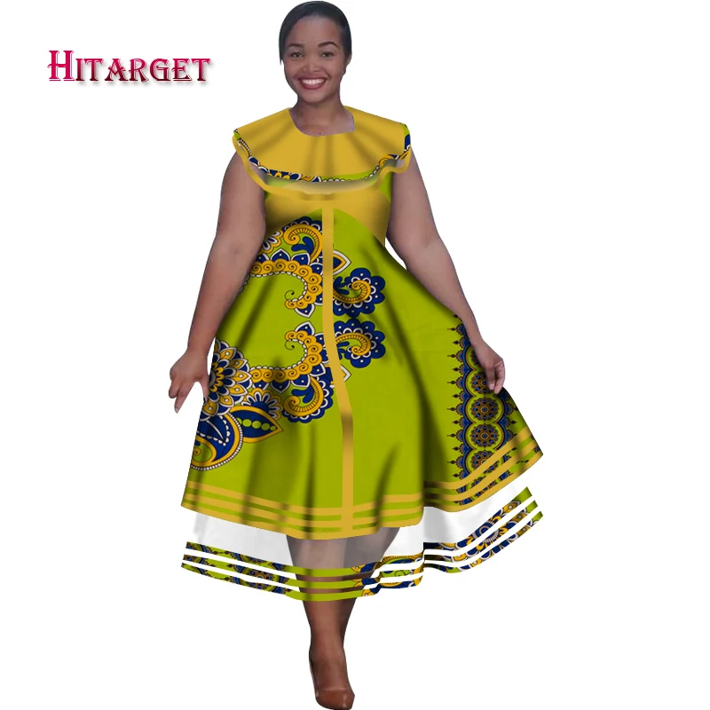 Африканские платья с принтом для женщин, Длинные Макси платья с оборками, Дашики, плюс размер 5XL, африканские женские платья "Анкара" WY5289 - Цвет: 6
