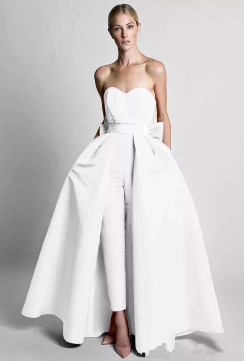 Abiti da sera tuta rossa con gonna staccabile 2021 pantaloni formali a  cuore abito abito da ballo Prom con fiocco senza maniche|Evening Dresses| -  AliExpress