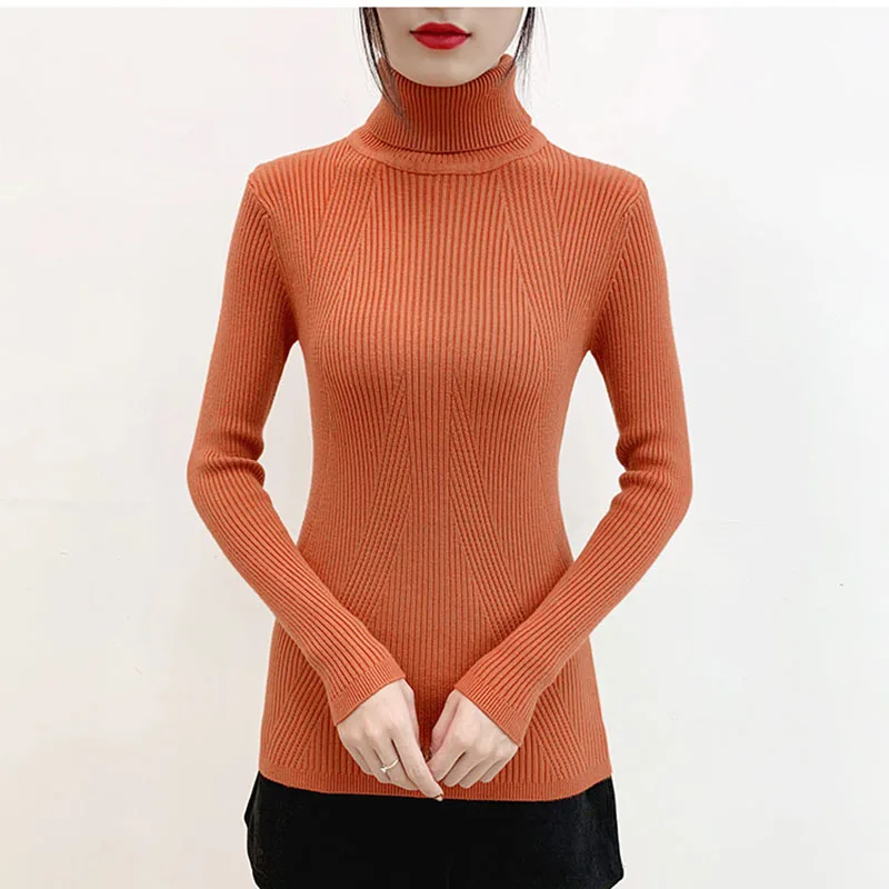 High-necked Sweater Women Thickening Autumn Winter New Slim Solid Casual Knitwear Lady Turtleneck Long Sleeve Red Khaki Pullover High-necked Sweater Women Thickening Autumn Winter New Slim Solid Casual Knitwear Lady Turtleneck Long Sleeve Red Khaki Pullover