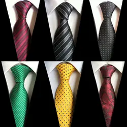 Мужские шелковые галстуки для мужчин свадебные Красные Полосатые Галстуки 8 см желтые темно-синие жаккардовые тканые 100% шелковые