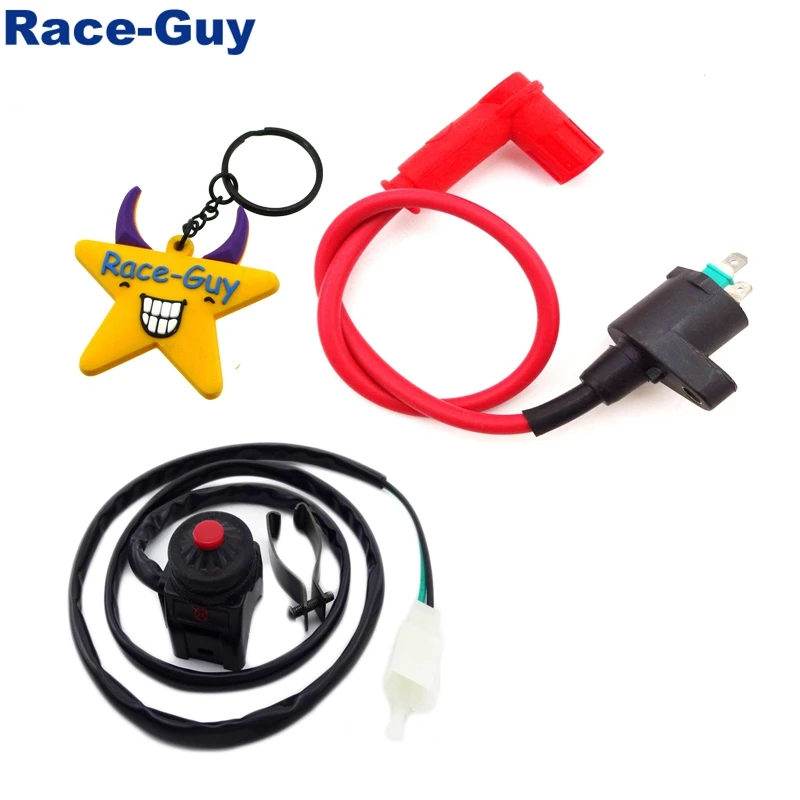 Красная катушка зажигания + черная ручка выключатель для 50cc 70cc 90cc 110cc 125cc 140cc 150cc 160cc