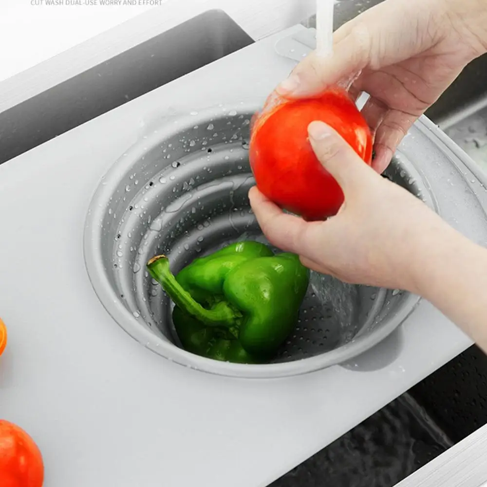 Кухонный разделочный блок Складная разделочная доска с дуршлагом кухонные разделочные доски стиральная закрытый сеткой слив кухонный Органайзер
