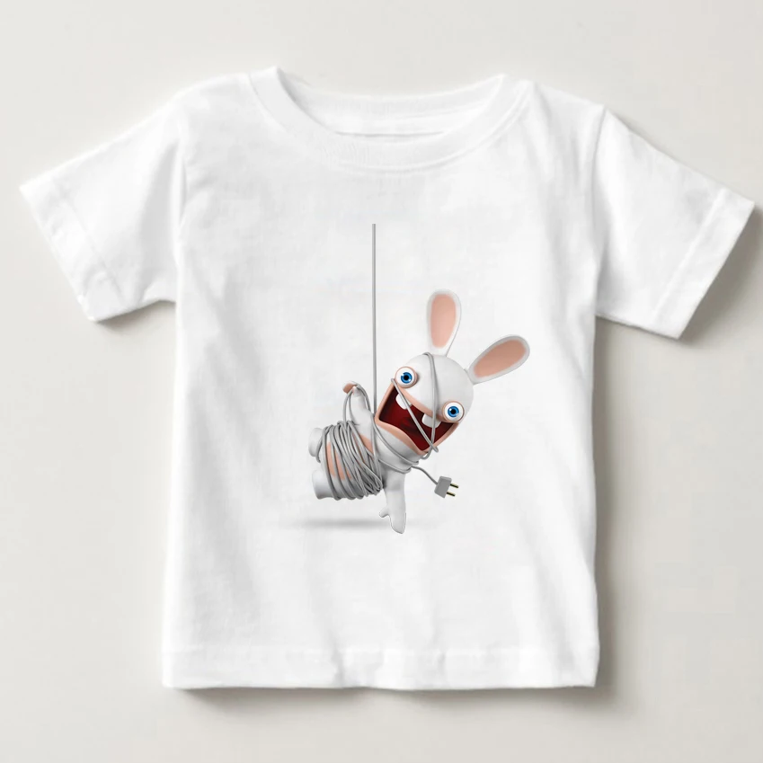 

Summer T-shirts Funny Rabbit Cartoons Children's Tops Boy Girl Like Rabbids Invasion T-shirts Kids Clothes Shirt Chila Shirt