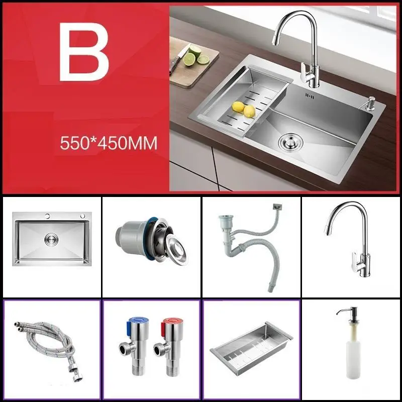 MODEL F Evier Tarjas Para Wasbak Integral Waschbecken Portatil Cocina De Acero Inoxidable Fregadero Lavabo Cuba Pia Cozinha кухонная раковина - Color: MODEL F