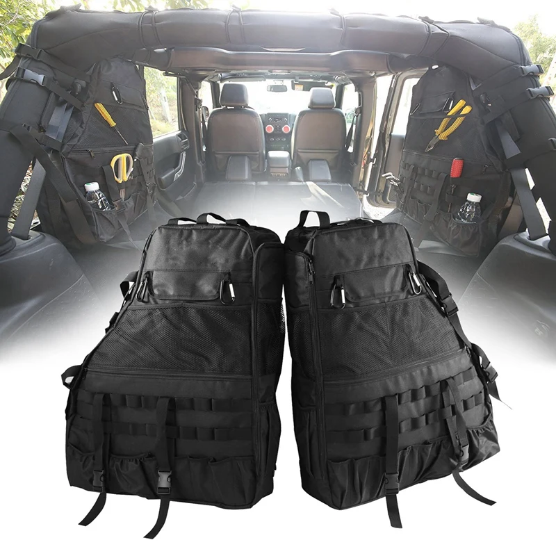 

Roll Bar Storage Bag Cage with Multi-Pockets Organizers Cargo Bag Tool Kits for Jeep Wrangler Jk Unlimited 4-Door 1997-2018