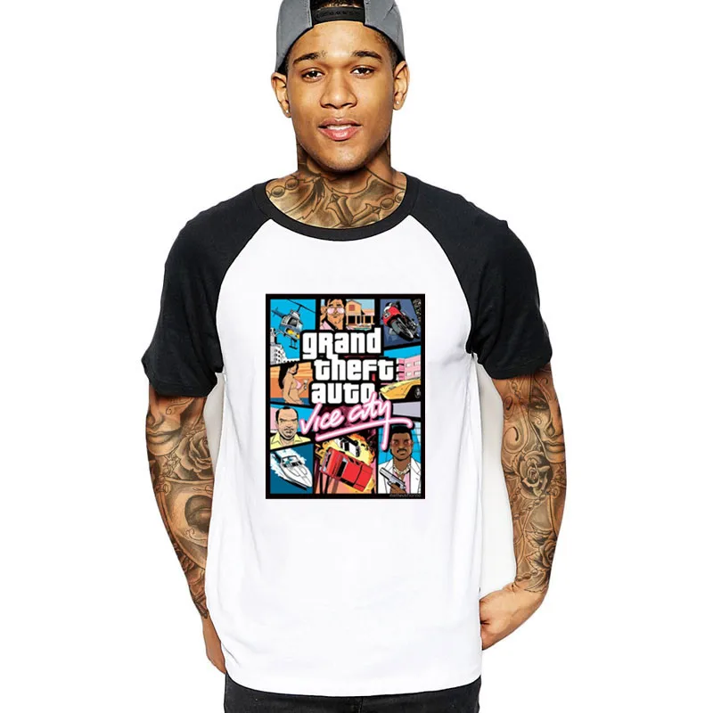 

Dropshipping Grand Theft Auto Vice City T Shirt GTA GAME T-Shirts Men T-Shirts Big Tall Pure Cotton O Neck Tee friends tv TShirt