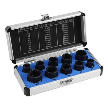 

Hot New 10 Pcs Hexagon Bolts Damaged Screws Nut Extractor Removal Tools Hand Tools Set Multiple Sizes High Strength Durable