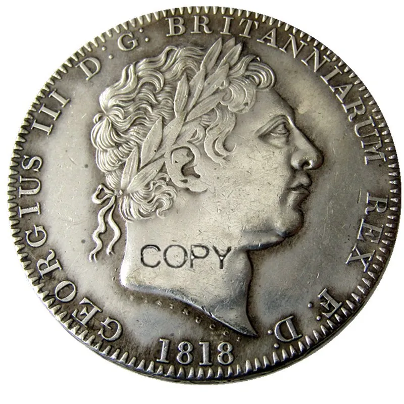 

Great Britain 1818/1820 King George III Crown Silver Plated Copy Coin