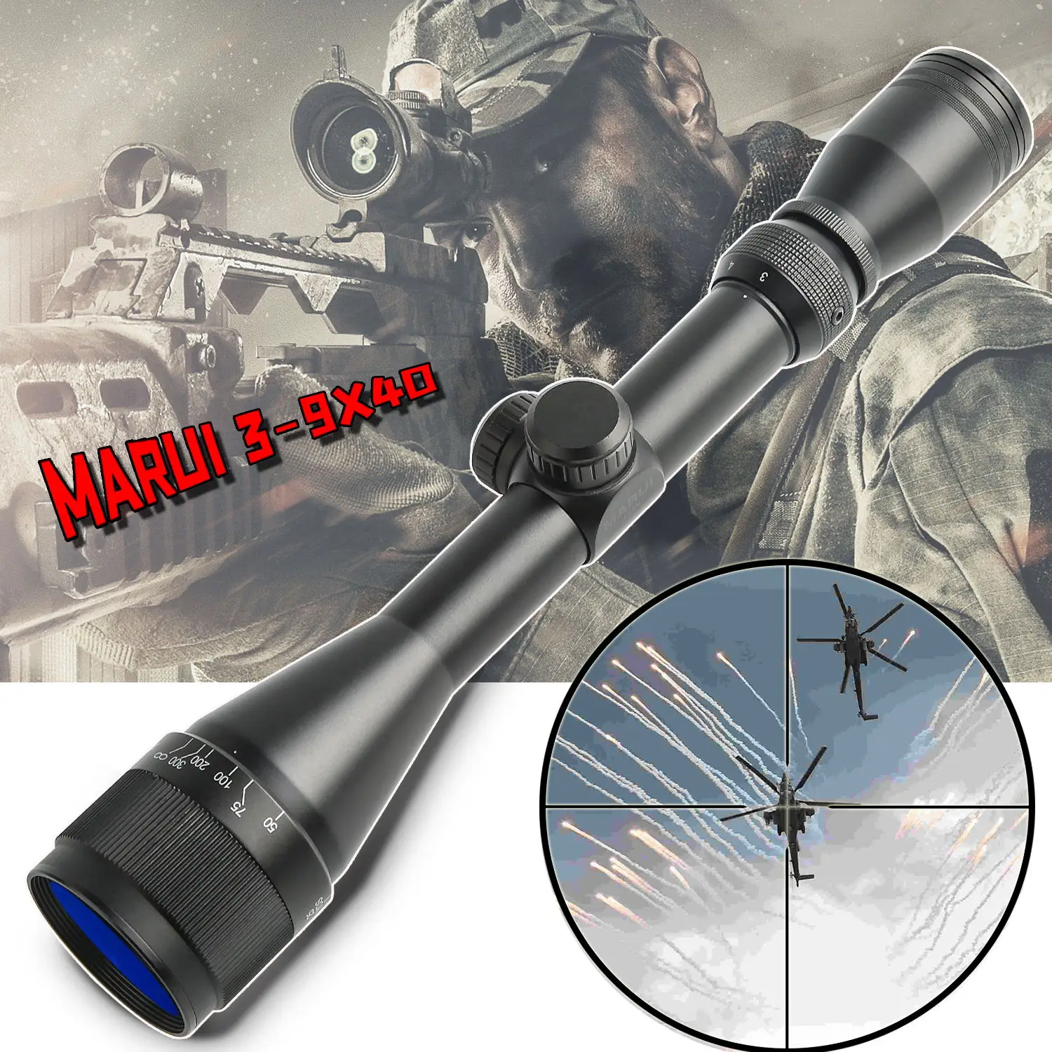 

MARUI 3-9x40 Hunting Scopes Optics Rifle Scopes Tactical Riflescope Airsoft Air Guns Sniper Rifle Scope Mil-Dot Optical Sigh