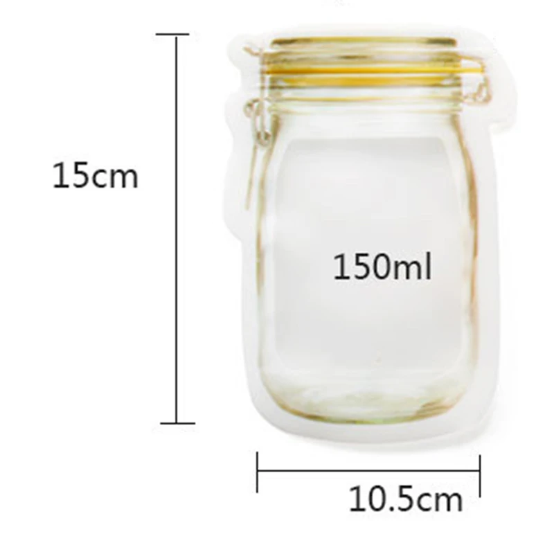 Набор из 12 Mason Jar шаблон молнии герметичные уплотнения сумки, многоразовые и портативные