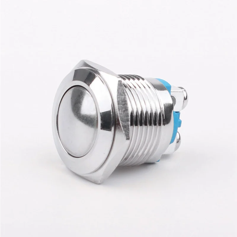 16mm Metal Push Button Switch IP67 Nickel plated brass press button Self-reset/Self locking 1NO High Flat domed Round Momentary