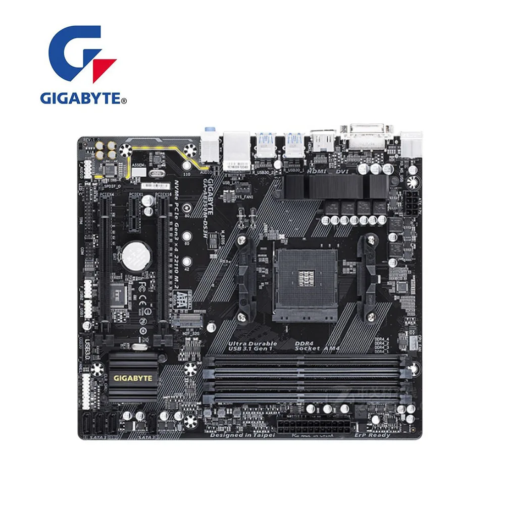 Для GIGABYTE AB350M-DS3H настольная GA-AB350M-DS3H DDR4 материнская плата B350M B350 Socket AM4 используемая