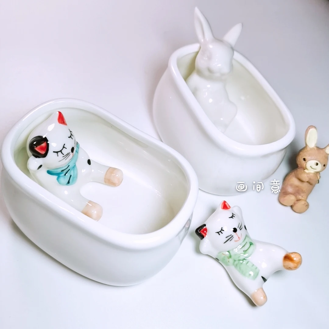 Paint Tray Color Palette Watercolor Palette Ceramic Paint Cleaning Pen Bucket 3 Sets of Paint Palette Tray Wash Pen Holder