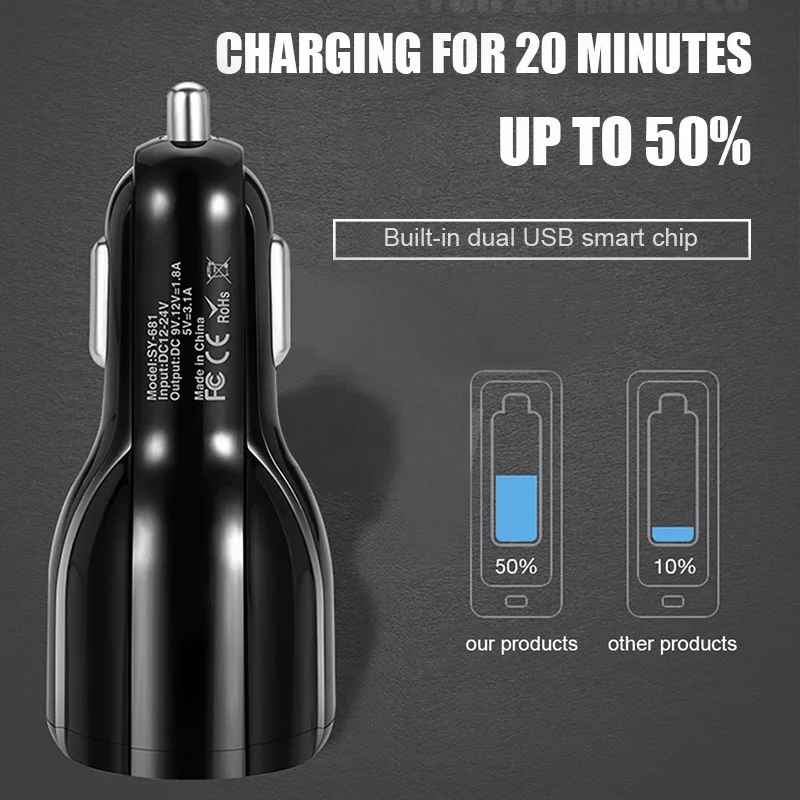 OLAF 3A Quick Charge 4.0 3.0 USB Car Charger For iPhone Samsung Xiaomi Car Charger Fast QC 3.0 QC 4.0 Mobile Phone USB Car Charger Car Phone Charger