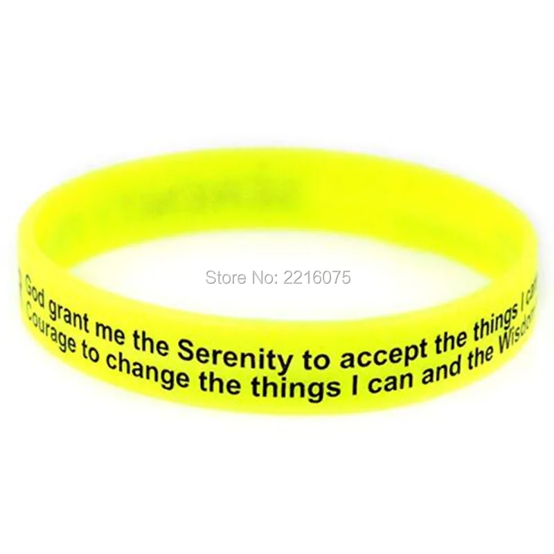 300pcs Yellow White Orange Pink Serenity Prayer God Grant Me wristband silicone bracelets free shipping by DHL A