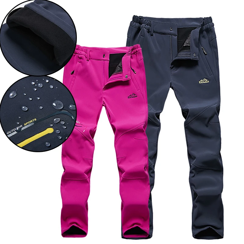 

Man Women snowboarding pants Windproof Fishing Camping Hiking Skiing Trousers Winter Thicken Warm Fleece Softshell Skiing Pants