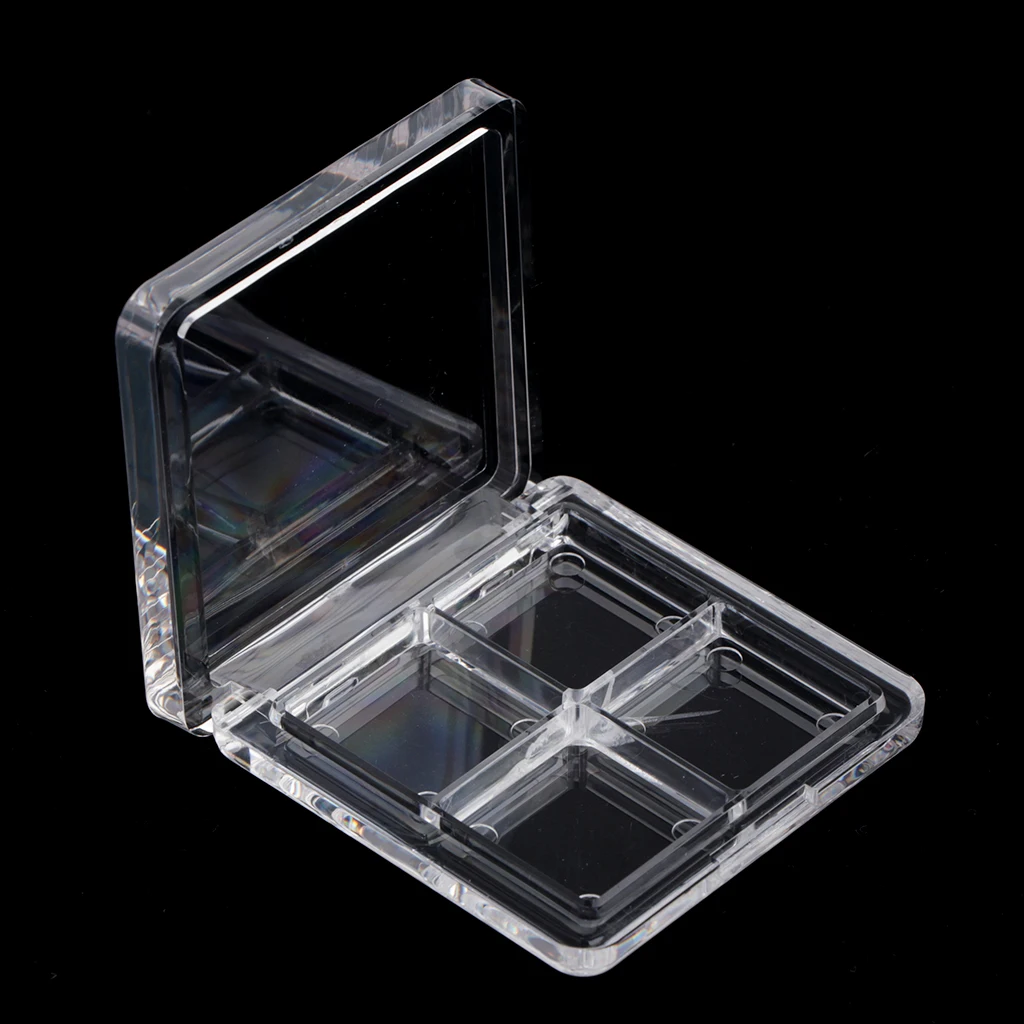 DIY Empty Lipstick Palette, Clear & Square Makeup Containter with 4 Wells for Eyeshadow/Lip Colors/Concealer/Bluse, Travel Box