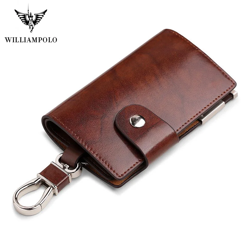 

Car Keys Wallets Genuine Cowhide Leather Male Key Holder Organizer Housekeeper Keychain Purse Key Ring Bag Keys Case