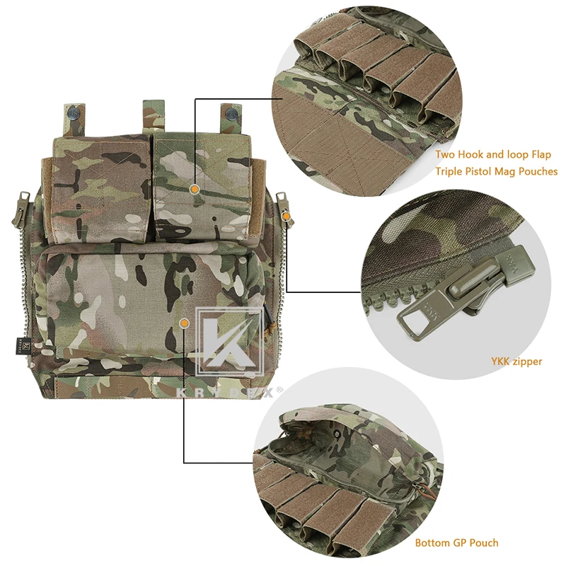 KRYDEX Tactical Pack Zip-on Panel Backpack For CPC NCPC AVS JPC2.0 Vest Multicam Tactical Airsoft Combat Gear Carrier Bag