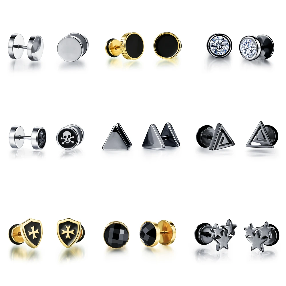 Маленькие панк серьги-гвоздики из нержавеющей стали для женщин и мужчин Классические Вечерние подарочный набор украшений для ушей