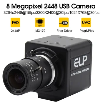 

8MP 3264X2448 USB Camera Machine Vision Webcam 2.8-12mm Varifocal CS Lens Mini Case Surveillance USB Industrial Camera