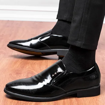 

Mens Dress Shoes slip on Plaid Buckle genuine leather shoes Man Fashion Italian Office Rubber Social business dress Shoes Men