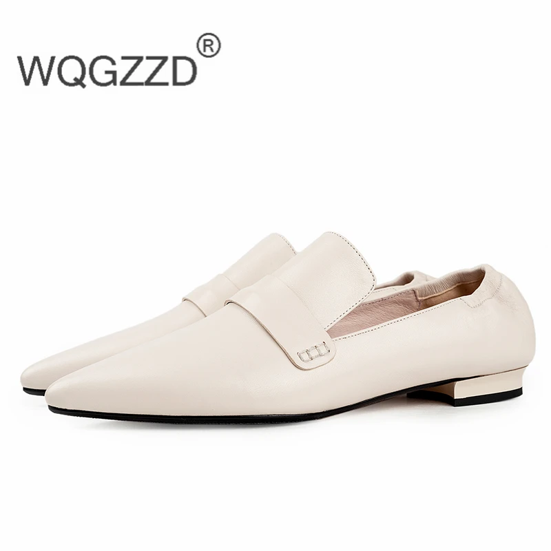 Luxury brand point toe shoes woman genuine leather loafers casual flat shoes women zapatos de mujer