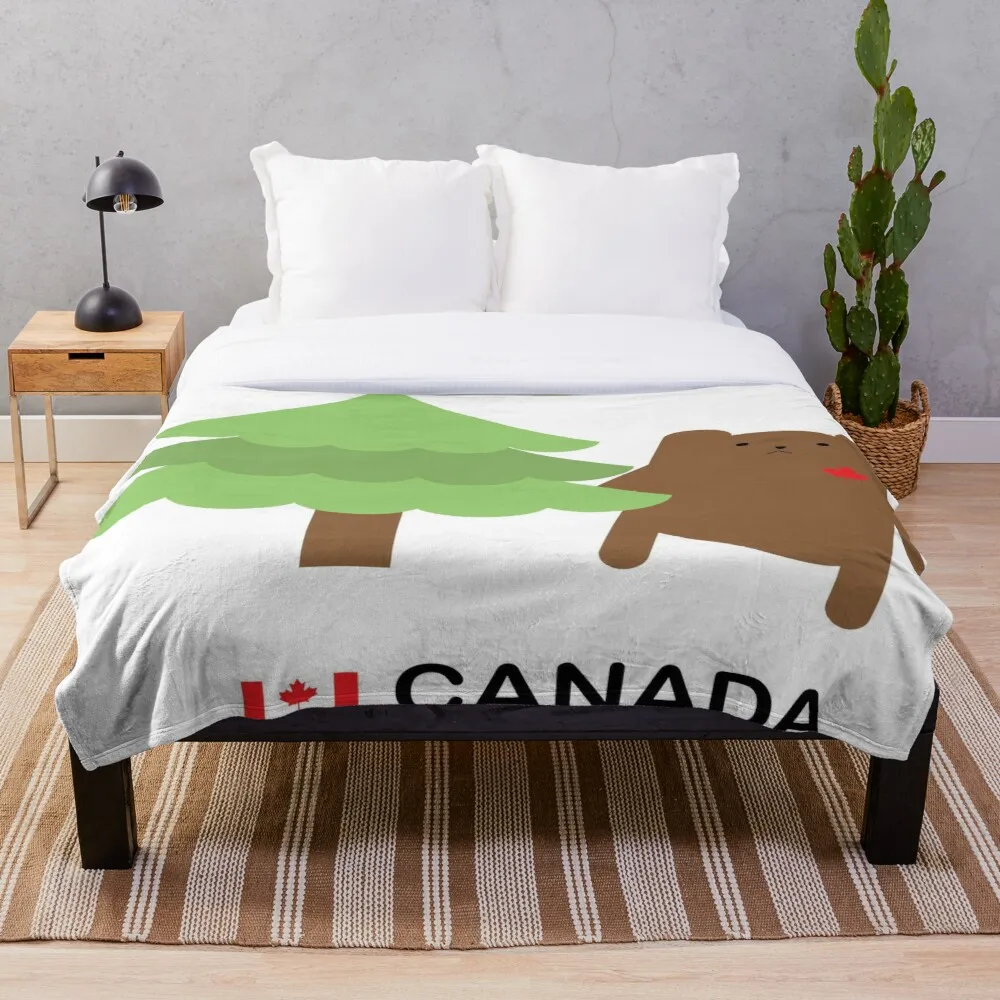 

All Season Printed Fleece Blanket Super Soft Cozy Throw Blanket Canada Bear