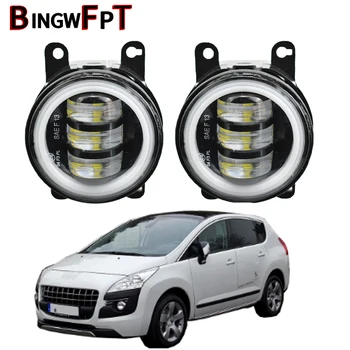 

2pcs Car Styling LED Bulb Fog Light + Angel Eye Daytime Running Light DRL 12V For Peugeot 3008 MPV 2009-2013