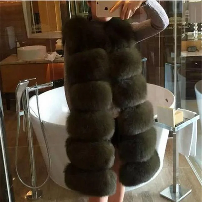 

2019 fur vest imitation fox fur grass vest new long vest coat Sleeveless V-Neck Natural Color faux fur winter jacket HN268