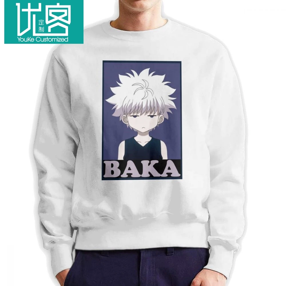 

Hunter X Hunter Killua Zoldyck Baka Sweatshirt Man Vintage 100% Organic Cotton Crewneck Pullover Autumn Hoodie Apparel