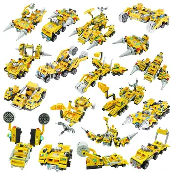 

8 In 1 Building Blocks City Engineering Vehicle Compatible With Legoing City Series Bricks Transformation Robot Building Block