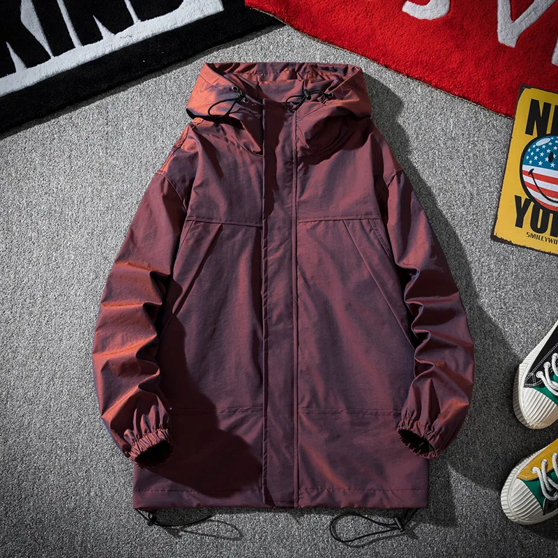 Men's Fashion Colorful Reflective Sports Windbreaker Jacket 2021 Spring and Autumn Plus Size Tooling Tide Brand Coat Men |