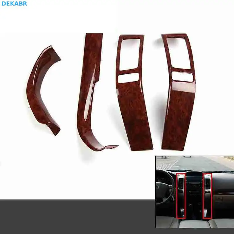 Для Toyota Prado 2003-2009 LC120 четыре части из красного дерева инструментальный центр вентиляция кондиционер выпускные отверстия хромированная отделка