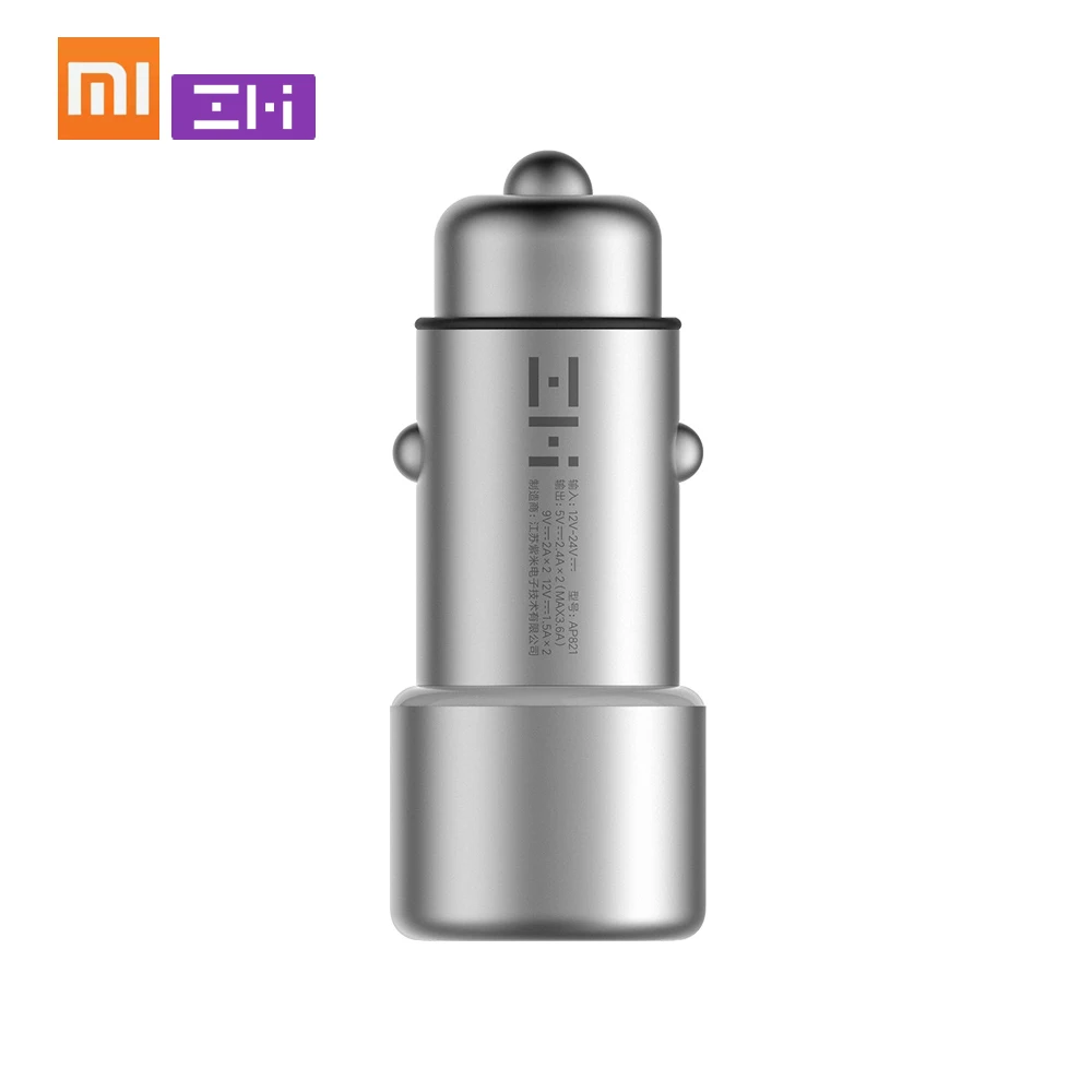

Xiaomi ZMI Car Charger QC3.0 Dual USB Fast Charging Travel Charger Adapter Metal Style Quick Charge Max 5V/3A 9V/2A 12V/1.5A