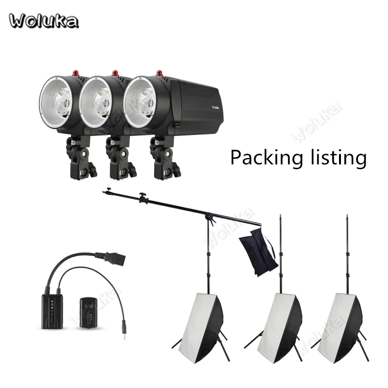 Светильник приборов для фотосъемки 250W X 3 flash trigger soft light box studio photo kst набор