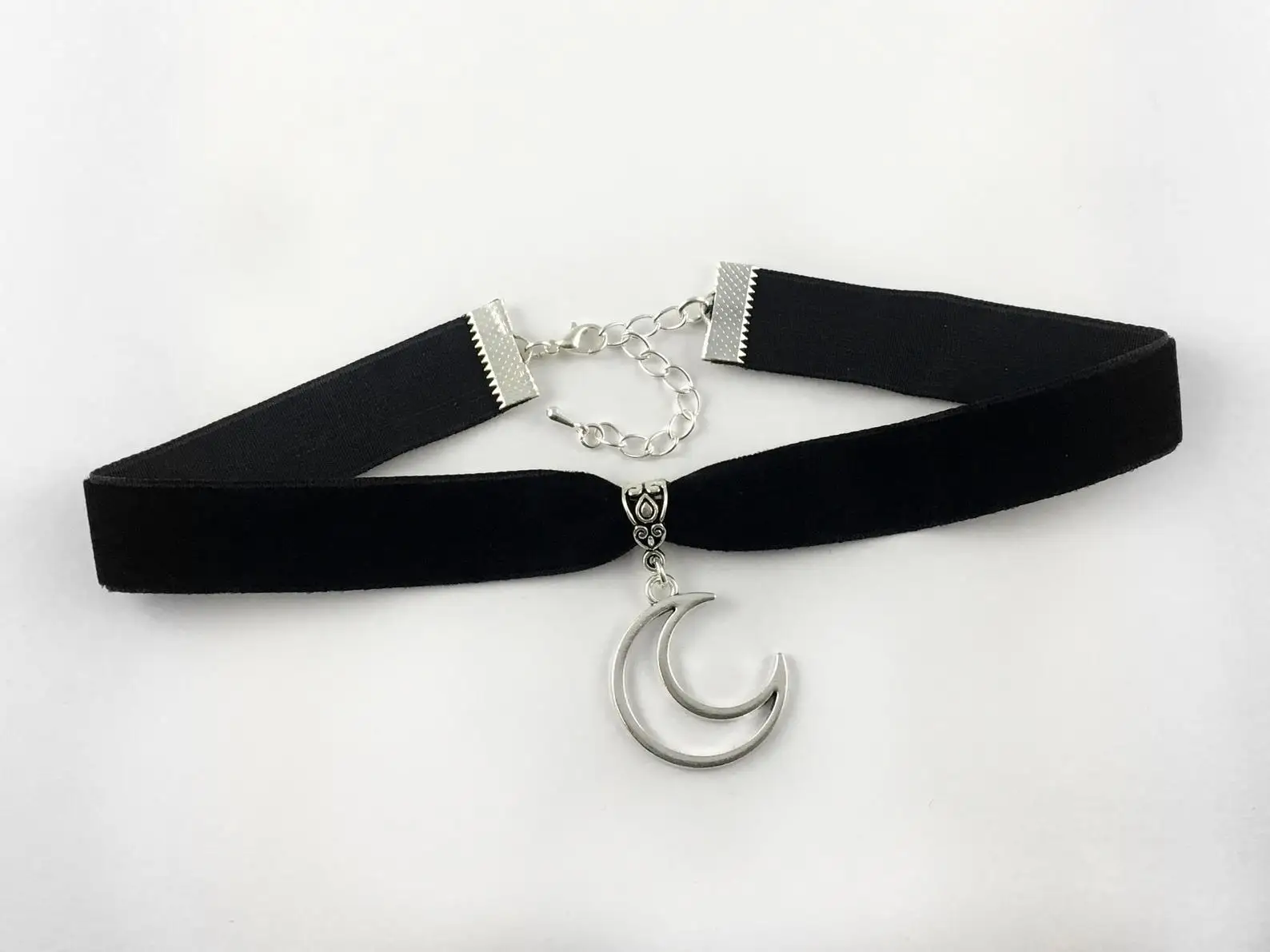  STACKABLE CREATIONS A Pair of 2 Black Chokers For Women  Black  Thick Velvet Moon Pendant Chocker Necklaces For Girls Women : Clothing,  Shoes & Jewelry